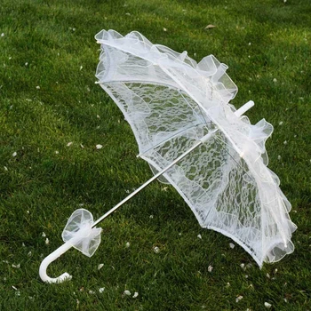 Dantel şemsiye pamuk nakış dantel şemsiye şemsiye çocuk oyun ve düğün dekorasyon için