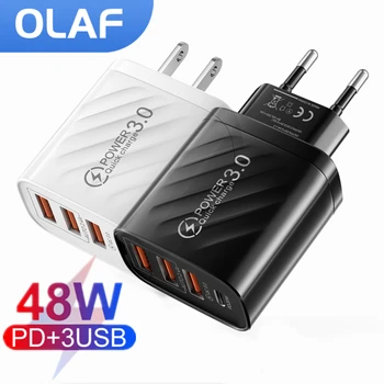 Olaf USB şarj aleti Hızlı Şarj 3.0 48W Hızlı Şarj Cep Telefonu iphone şarj cihazı Samsung Huawei SCP AFC PD USB Tipi C Adaptörü