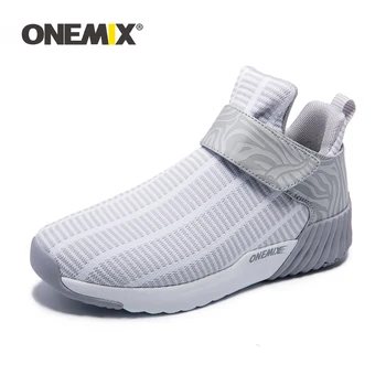 Onemıx Kadın Sneakers Kadın Rahat Kanca Döngü Ayakkabı Platformu Yüksekliği Artan Nefes örgü Ayakkabı Yüksek Üst Beyaz Sneakers