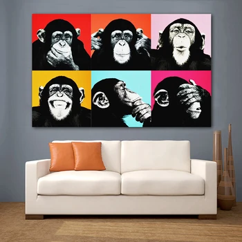 RELİABLİ Sanat Altı Maymunlar Gorilla Hayvan Posterler Tuval Boyama Ev dekorasyon duvar tablosu Oturma Odası ıçin AbstractPicture
