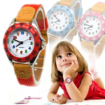 Sevimli Erkek Kız Renkli quartz saat Çocuk Çocuk Spor Casual İzle Kumaş Kayış Öğrenci Zaman Parti Saati Kol Saati Hediyeler
