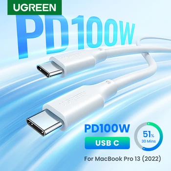 UGREEN 100W USB C macbook için kablo Pro Samsung Galaxy A52s Hızlı şarj kablosu 5A dahili E-işaretleyici Çip USB C Tipi Kablo