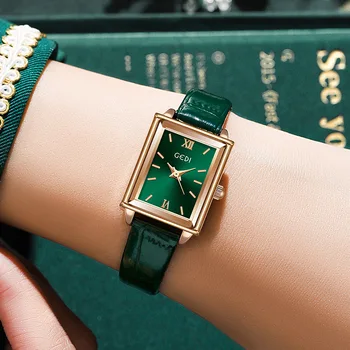 Yeni Casual İzle Kadınlar Basit Moda Küçük Arama Yeşil kadın Saatler Deri Kayış Kuvars Saat Bilek Saatler Hediye Reloj Mujer
