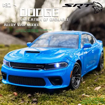 1: 32 Dodge Şarj SRT Hellcat Alaşım Araba Modeli Diecast Metal Oyuncak Araçlar Araba Modeli simülasyon ses ve ışık çocuk oyuncak hediye