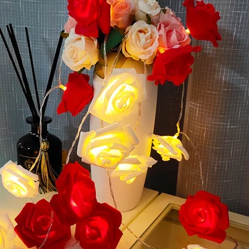 1.5 M 10 LED kırmızı Çelenk yapay çiçek buket dize lambaları köpük gül peri ışıklar sevgililer günü düğün Dirthday dekor