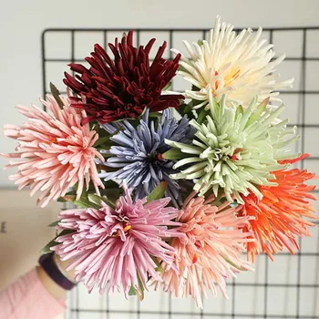 1 adet Yengeç Pençe Krizantem Simüle Çiçek Yapay Bitkiler Yanlış Çiçekler Ev Oturma Dekorasyon Düğün Buketleri