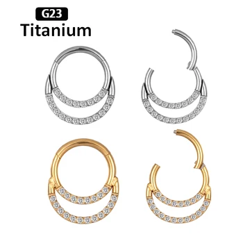 1 ADET Yeni G23 Titanyum Zirkon taş üstün kalite yüksek Segment Yüzük Açık Küçük Septum Piercing Burun Küpe piercing takı