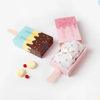 10 ADET Hediye Kutuları Renkli Dondurma Düğün Doğum Günü Çocuk Bebek Duş Parti Şeker Kutusu Çekmece Goodie Kutusu Parti Ambalaj