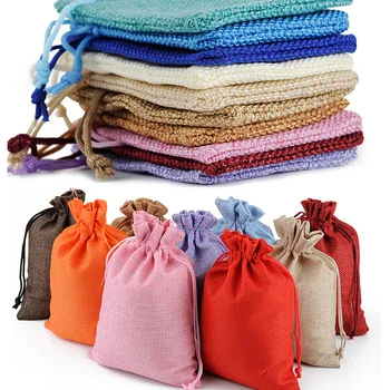 10 Adet Jüt Doğal Çuval Bezi Çanta Jüt hediye keseleri Çok Boyutlu Takı Seyahat çanta Mini Şeker Jüt Ambalaj Poşetleri hediye Çantası