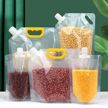 10 Adet Stand Up Tahıl kapatılabilir paket Doldurulabilir Plastik İçecek Torbası Emzik Kese Suyu Süt Kahve Gıda Çekirdeği Tahıl Saklama Torbaları
