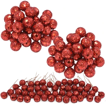 100/200 Adet Kırmızı Yapay Meyveler için Kök ile Noel Ağacı Süsleri DIY Zanaat Hediye Noel Çelenk Dekor 10mm Sahte Berry