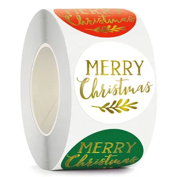 100-500 Adet 1.5 inç/3.8 cm Yuvarlak Lazer Merry Christmas Teşekkür Ederim Hediye Mühür Sızdırmazlık Çıkartmalar Su Geçirmez Tatil Etiket Hediye