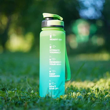 1000 ML Degrade Lüks Spor Su Şişesi Taşınabilir Plastik Drinkware Açık Seyahat Yürüyüş Taşıma Su Bardağı BPA Ücretsiz
