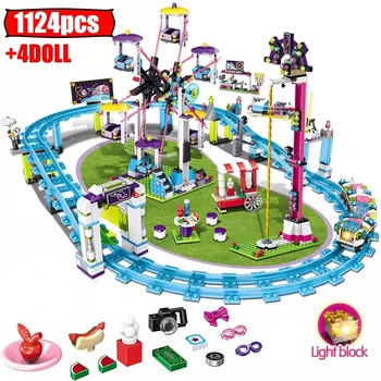 1124 adet Şehir Kızlar MOC Eğlence ParkRoller Coaster yapı taşları Uyumlu Arkadaşlar Tuğla Modeli Şekil Oyuncaklar Çocuklar İçin
