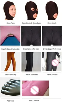 2-010 Özelleştirmek Seçeneği Kadın Prezervatif Spandex Zentai Suit
