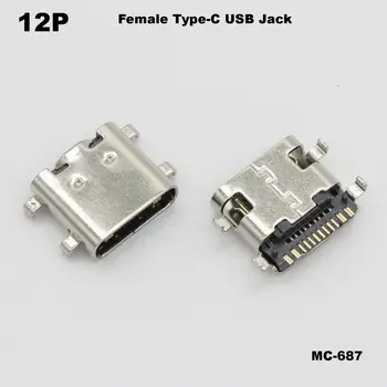 2-10 adet USB-3.1 SMT USB Konektörü Tip C Yatay Orta Dağı 12P VEYA 16P Dişi lavabo kurulu 1.1 mm şarj adaptörü DIY Tipi C