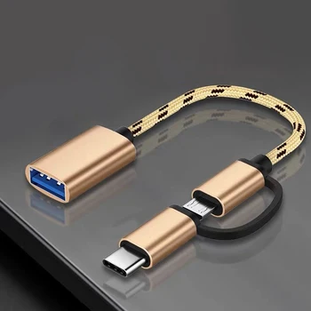 2 İn 1 USB 3.0 OTG Adaptör Kablosu Tip-C mikro USB USB 3.0 Arayüzü şarj kablosu Hattı Cep Telefonu Dönüştürücü Cep Telefonu İçin