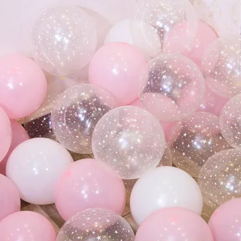 20 adet 10 inç Şeffaf Yıldız Pembe Lateks Balon Kadın Gelin Düğün Prenses Kız Doğum Günü Bebek Duş Parti Süslemeleri çocuklar