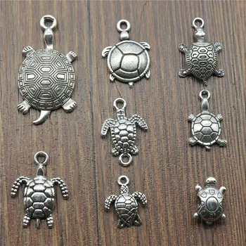 20 adet Kaplumbağa Takılar Gümüş Renk Deniz Kaplumbağası kolye uçları Kaplumbağa Yüzen Takılar Takı Yapımı İçin DIY Zanaat Toplu Takılar