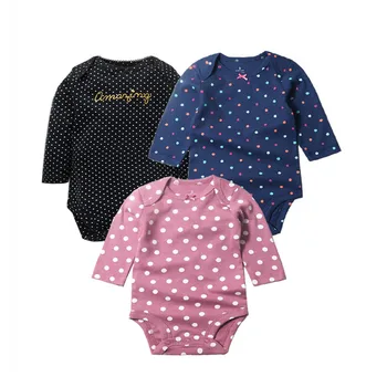 3 Adet / grup Yenidoğan Bebek Bodysuits Seti %100 % Pamuk Bebek Erkek Kız Pijama Giysileri Bebek Uzun Kollu Iç Çamaşırı Bebek Giyim