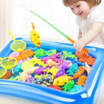 30/52 Adet Manyetik Balıkçılık Oyuncaklar Plastik Balık Çubuk Seti Oynayan Çocuklar Su Oyunu Eğitici bebek oyuncakları Balık Kare Sıcak Hediye çocuklar İçin