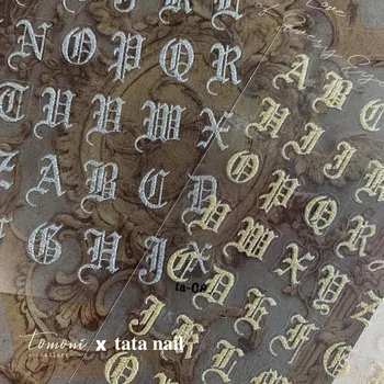 3D Yaldız ABC Mektup çıkartma Tırnak Sanat Kabartma Çıkartmalar Roma İngilizce Altın Gümüş Numarası Dövme DIY Tasarım Dekorasyon Manikür Wrap