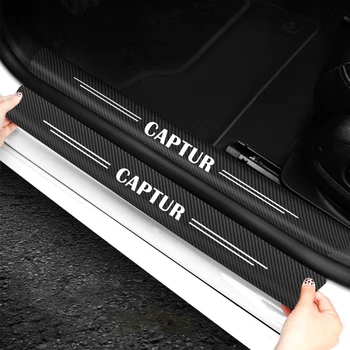 4 ADET Araba Kapı Eşiği Eşik Anti Scratch Sticker Renault Captur İçin Araba Karbon Fiber Eşiği Koruyucu Çıkartmalar