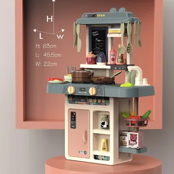 42 Adet Çocuklar Mutfak oyuncak seti Oyna Pretend Şef Pişirme Oyunu Minyatür Gıda Mini Simülasyon Tencere Sprey Su Çocuk Hediye