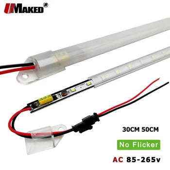 5 adet LED bar ışığı PVC Kapaklı AC110V / 220V 5W 7W 30CM 50CM SMD2835 Akıllı IC Hiçbir Fliker sert şeritler Floresan Tüp Lambalar DIY