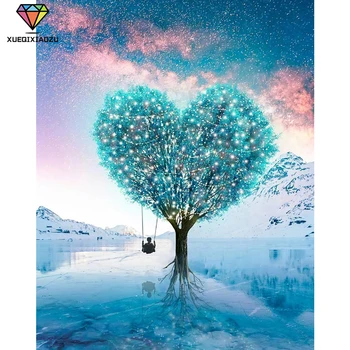 5D Çapraz Dikiş Elmas Boyama Taze Doğal Rüzgar Aşk Ağacı Manzara Tam Taklidi Nakış 2020 Yeni DIY Ev Dekorasyon