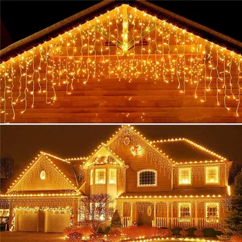 5M Noel Garland şelale LED Perde Icicle Dize İşıklar Düşüş 0.4-0.6 m dış Dekorasyon Tatil ışık Bahçe Saçak
