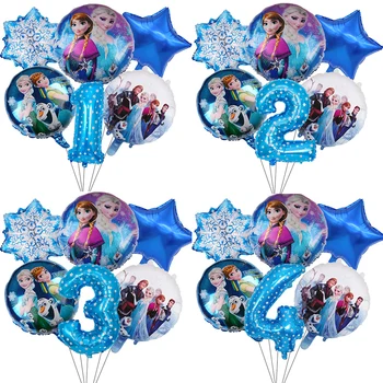 6 Adet Disney Dondurulmuş Prenses Elsa Balonlar Degrade Numarası Bebek Duş Doğum Günü Partisi dekorasyon balonları Çocuklar Parti Malzemeleri