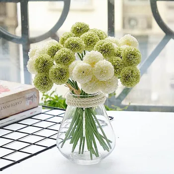 6 Adet/paket mini krizantem çiçeği topu ipek yapay çiçekler Düğün dekorasyon için gelin flores