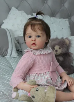 60CM Reborn Yürümeye Başlayan Kız Bebek Erin Yumuşak Sevimli Vücut 3D Cilt Görünür Damarlar El Yapımı Koleksiyon Sanat Bebek Köklü Saç