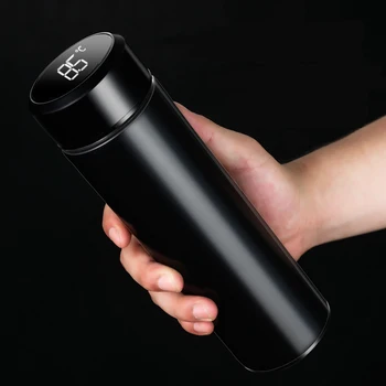 Akıllı termos şişe 500 ml Vakum Şişeler Led Dijital Sıcaklık Göstergesi Paslanmaz Çelik Yalıtım Kupalar Akıllı Termo bardak