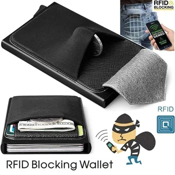 Alüminyum Otomatik Mermi Kartı İtme Kutusu Üçgen Kapaklı anti-hırsızlık Tokatlamak Banka kart çantası RFID Kart Kutusu Değişim kart çantası
