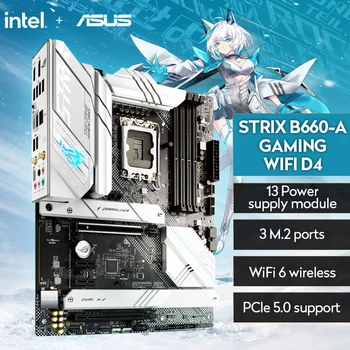 ASUS YENİ ROG STRIX B660-A OYUN WIFI D4 Beyaz bilgisayar anakartı Desteği CPU 12600KF / 12700(Intel B660 / LGA 1700)
