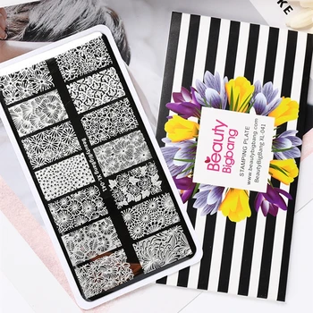 BeautyBigBang Damgalama Tabaklar Farklı Çiçek Kelebek Krizantem Görüntü Paslanmaz Çelik Nail Art Şablon Şablon XL-041