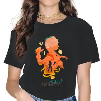 Bennett Temel Kawaii Kız Kadın T-Shirt Genshin Darbe Oyun 5XL Blusas Harajuku Rahat Kısa Kollu Vintage Boy Tops