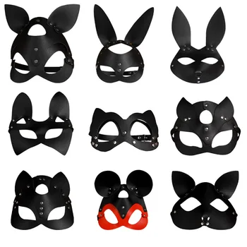 BLACKWOLF Yumuşak Koşum Kedi Maskesi BDSM Cosplay Tavşan Maskeleri Yetişkin Kadın Fetiş Seks Oyuncakları Cadılar Bayramı Maskeli Parti Cosplay Maske