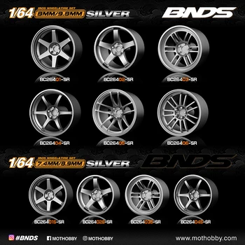 BNDS 1/64 ABS Tekerlekler Gümüş Kauçuk Lastikler Montaj Jantlar Modifiye Parçaları Model Arabalar için Takılı Hotwheels Tomica MiniGT