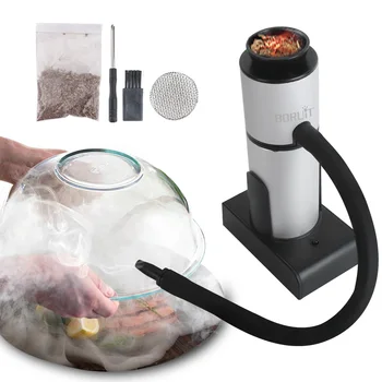BORUiT duman demlik taşınabilir moleküler mutfağı sigara tabancası gıda soğuk duman jeneratörü et yanık kantinin pişirme barbekü ızgara için