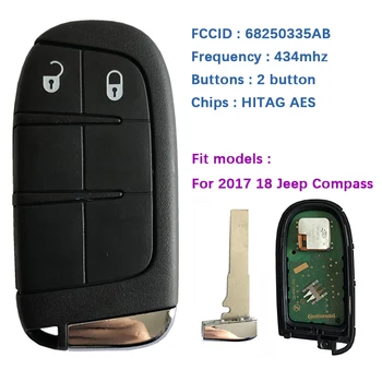 CN086028 Orijinal 2 Düğmeler Jeep Pusula Akıllı Uzaktan Anahtar 433 mhz 4A Çip Anahtarsız Giriş SIP22 Bıçak FCC ID M3N-40821302