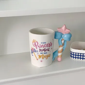 Cutelife Sevimli Beyaz Seramik Kahve Kupa Bardak Kullanımlık Kahvaltı Süt Içme Bardağı Çift Hediyeler Ev Dekoratif Çay Porselen Kupalar
