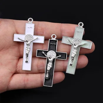 Damlayan yağ exorcism çapraz İsa DIY takı yapımı takı kolye kolye çinko alaşımlı malzemeler toptan Hıristiyan malzemeleri