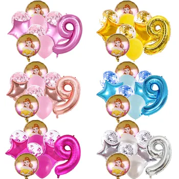 Disney Belle Prenses Güzellik Ve Beast Mutlu Doğum Günü Partisi Dekorasyon Dijital Alüminyum Folyo Balon Bebek Duş Kız Hediye