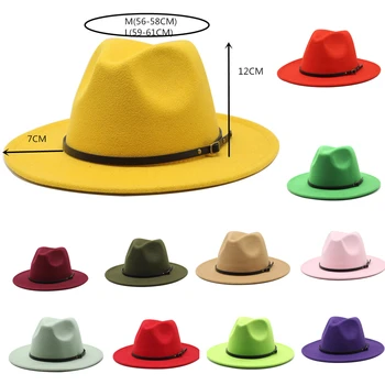 düz renk fedoras şapka Panama dokulu şapka kadınlar için caz şapka fedora şapka çim yeşil kadın fedoras kadın şapka zincirleri ile