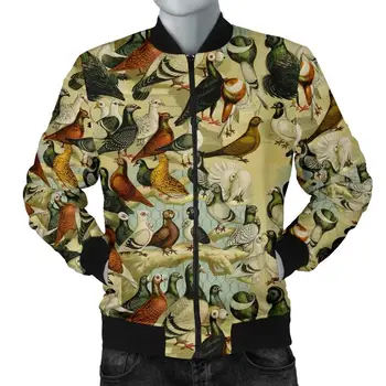 Erkek Bombacı Ceket Hayvan güvercin / kaplumbağa / dinozor 3D Baskılı Kalın kış Uzun Kollu cep dış giyim Unisex Sıcak Zip Ceket