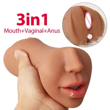 Erkek Gerçekçi Oral Ağız Masturbators Adam İçin Derin Boğaz Dil Vajina Gerçek Pussy Seks Oyuncakları Erkekler İçin mastürbasyon kupası Mağaza