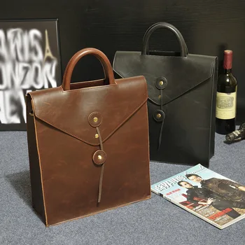 Erkek Vintage Tasarımcı Sırt Çantası Çılgın at Deri okul çantası Bilgisayar laptop çantası paketi Iş ofis sırt çantası Rahat sırt çantası